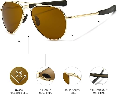 Miniatura 3 de SUNGAIT Gafas de sol de aviador para hombre polarizadas estilo militar 100 protección UV400