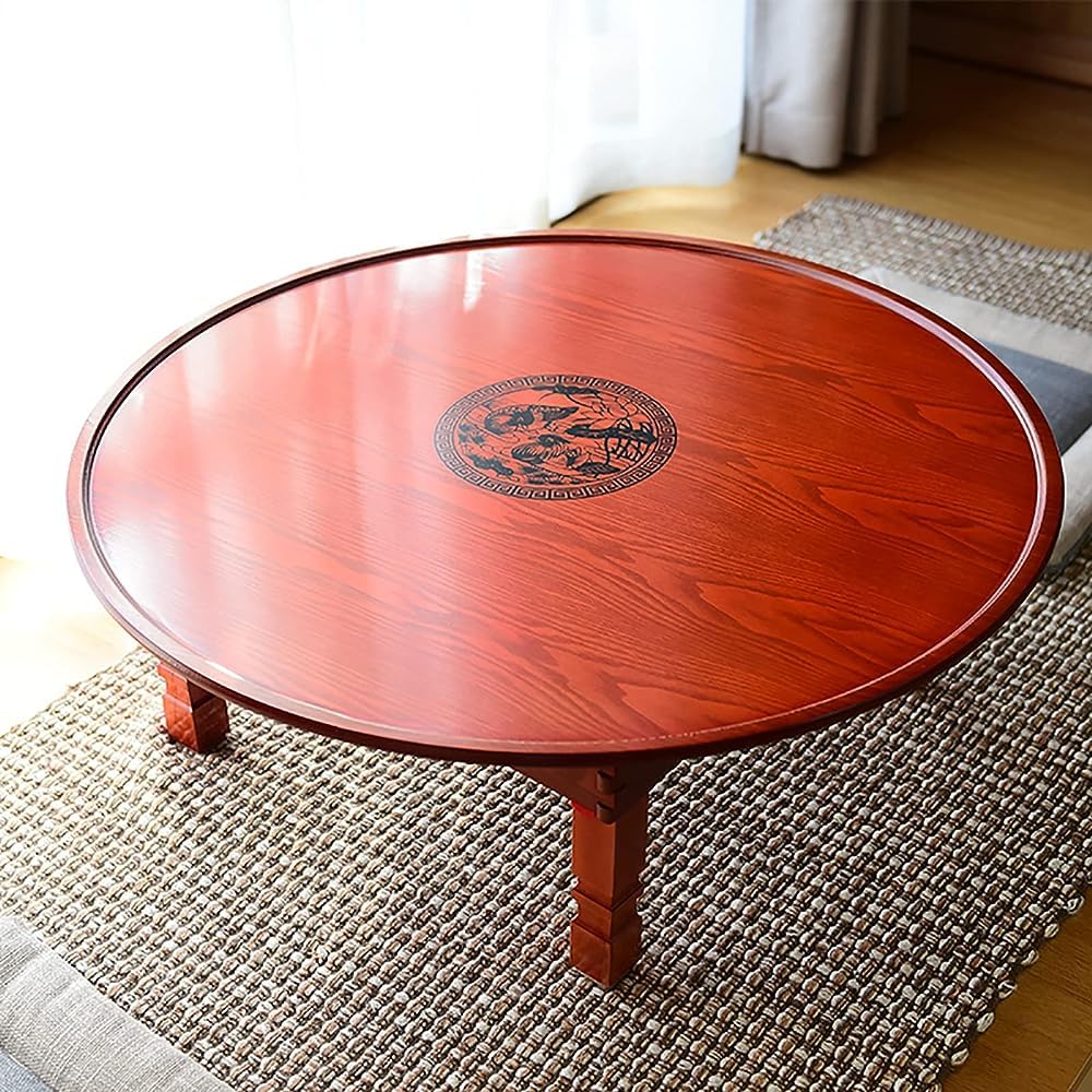 Table basse pliante en bois massif avec un grain naturel et finition lisse