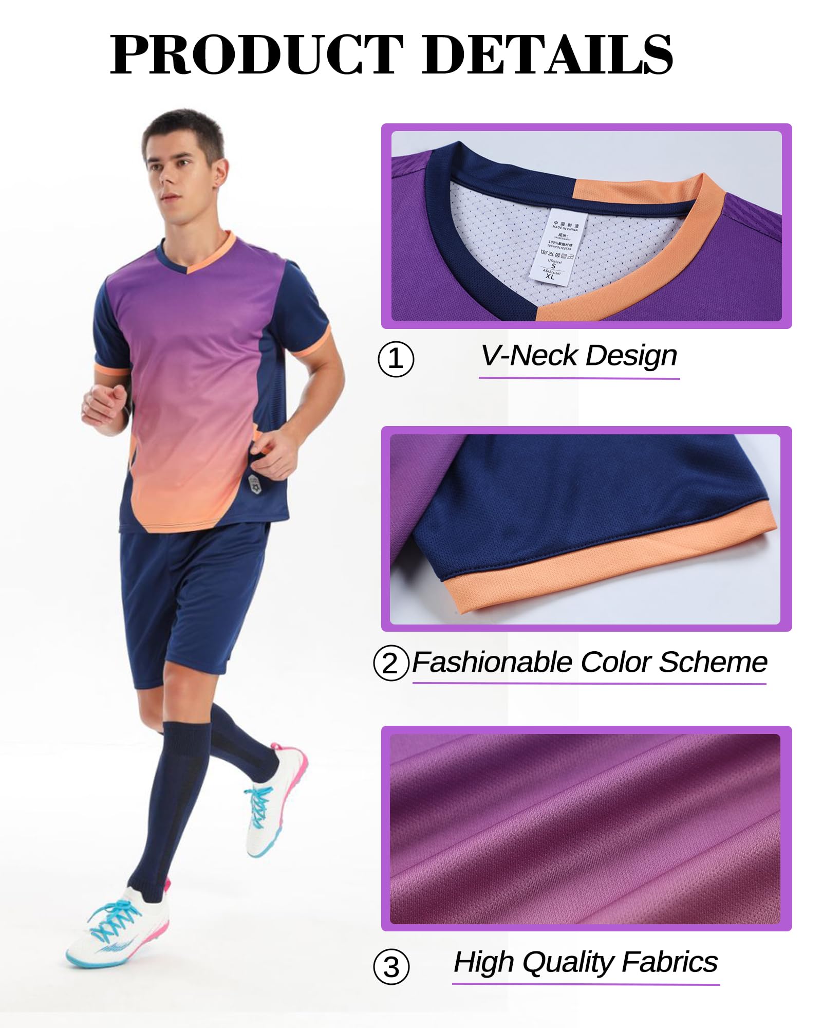 TOMIYO Custom Soccer Jersey for Boy,Personalized Soccer Uniform Shirt and Short with Name Team Number and Logo for Men Player Lakeblue