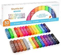 Shuttle Art Tempera Farbstifte - 30 feste Farben, schnelltrocknend, funktioniert hervorragend auf Papier, Holz, Glas, Keramik, Leinwand