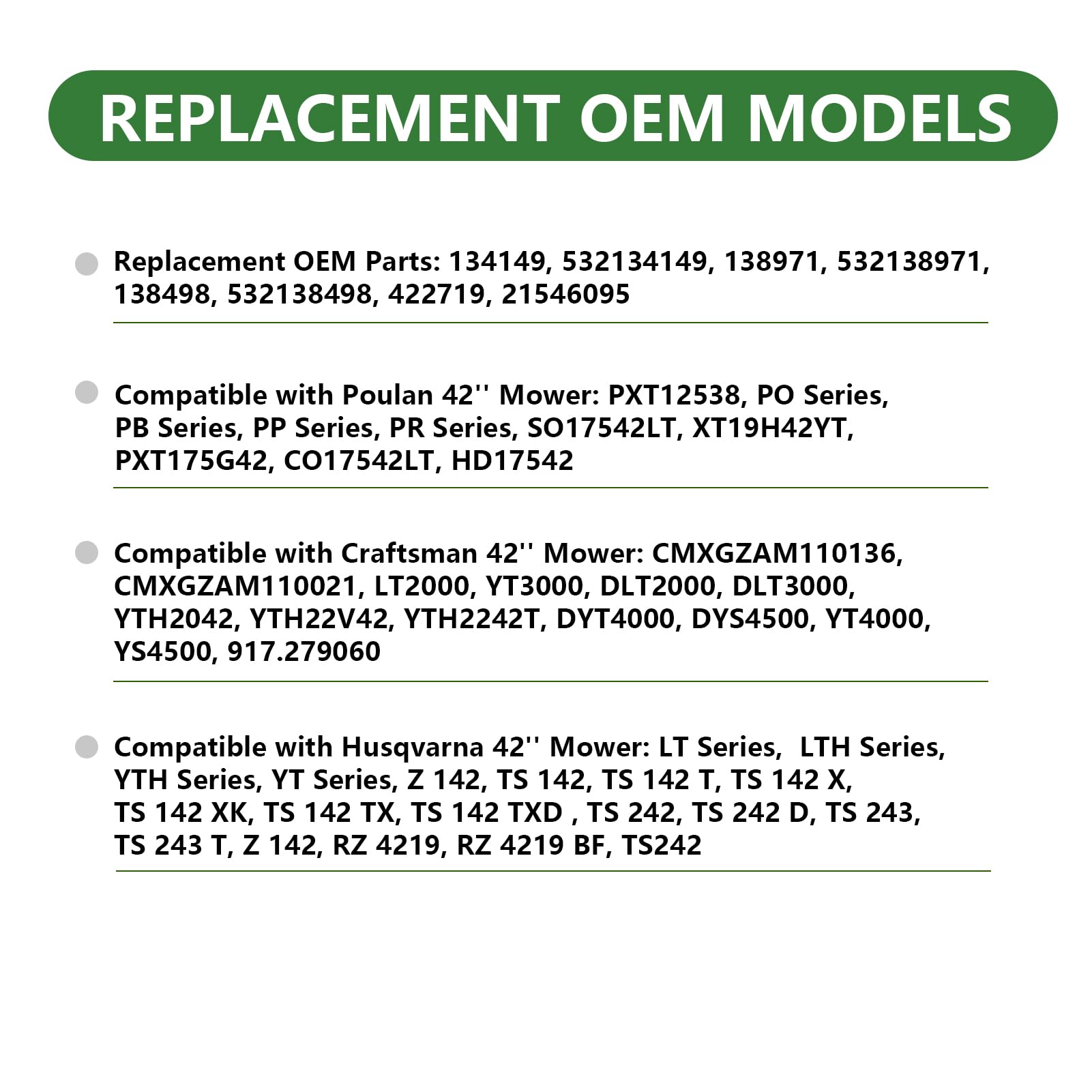 134149 Cuchillas para cortacésped Cuchillas para Mulching 42 Pulgadas (106,68 cm) Repuesto para cortacésped con Plataforma 2Piezas