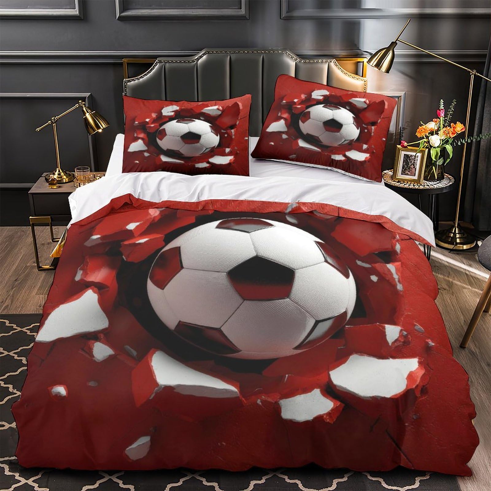 Housse de couette football hypoallergénique en microfibre douce