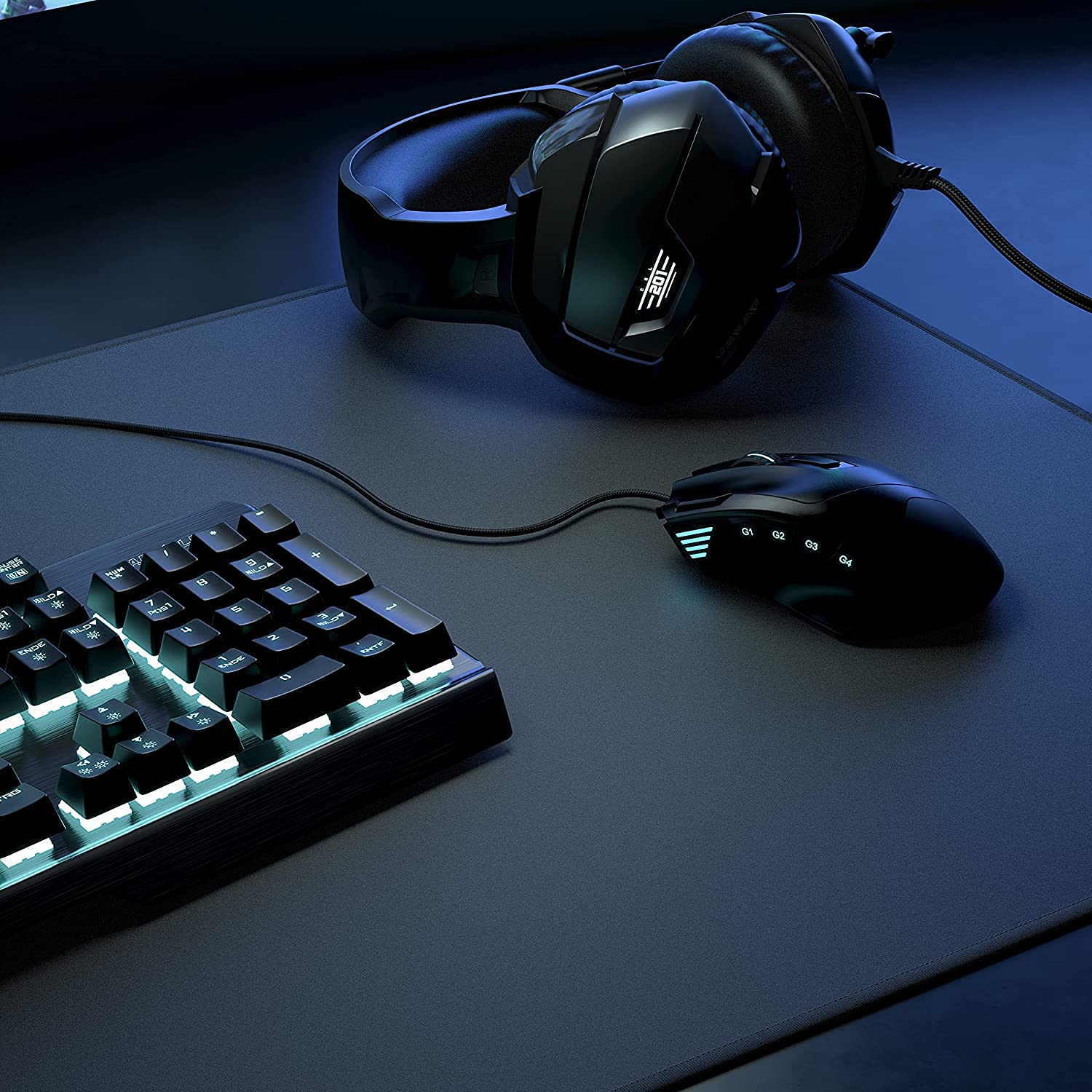 TITANWOLF - Grande Tappetino Mouse da Gioco con Logo a Sinistra - XXL Oversize Mousepad - Dimensione 1000 x 400 mm - XXL Formato Oversize da scrivania e Tavolo - per Mouse e Tastiera – Nero