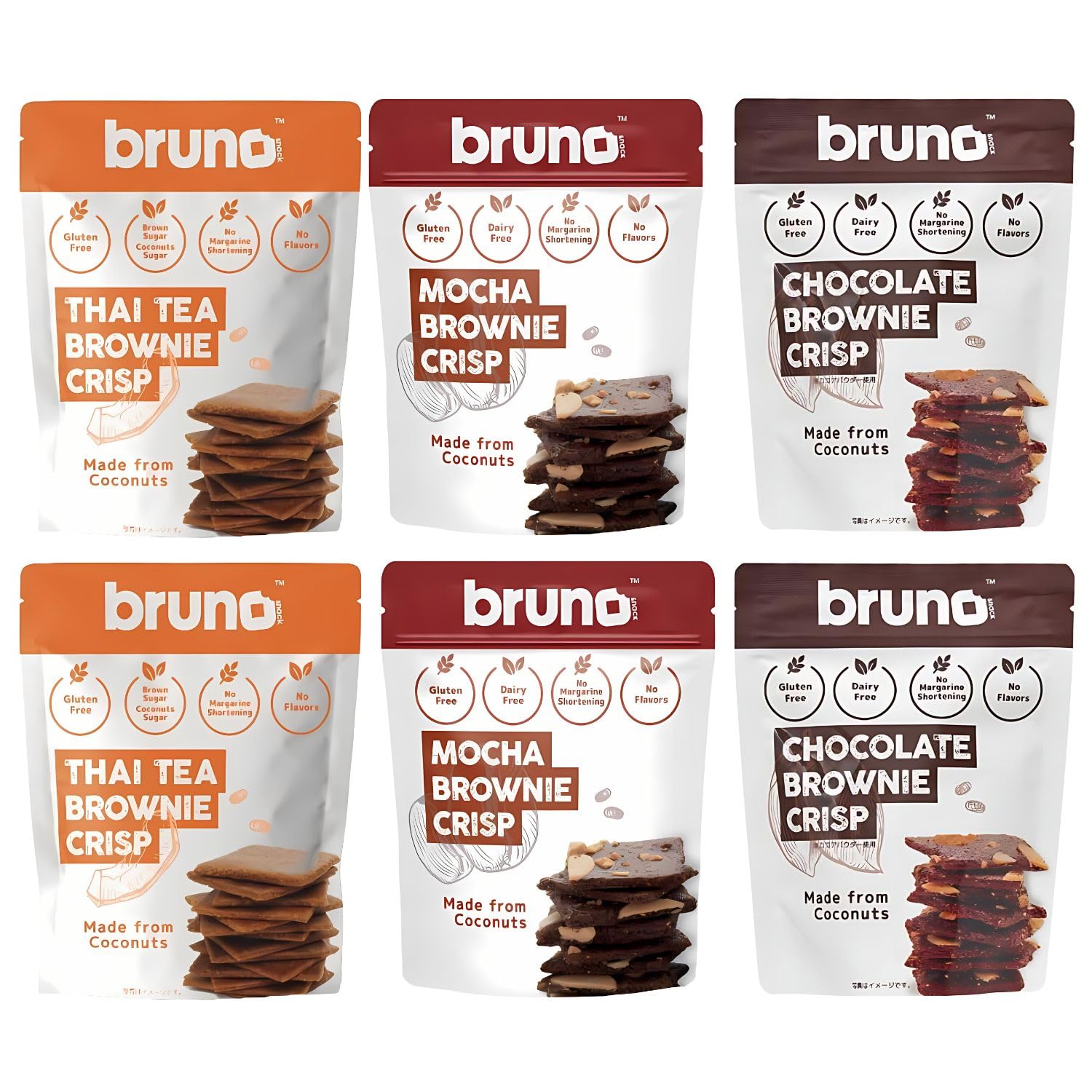 bruno ブルーノ スナック クリスピーブラウニー 3種セット （チョコレート・モカ・タイティー 60g×各2個）
