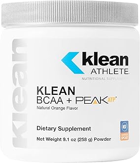 Klean BCAA + Peak ATP | Amino Acid Supplement for Muscle Building, Workout Recovery, and Lean Muscle | 9.1 Ounces | Natural Orange Flavor