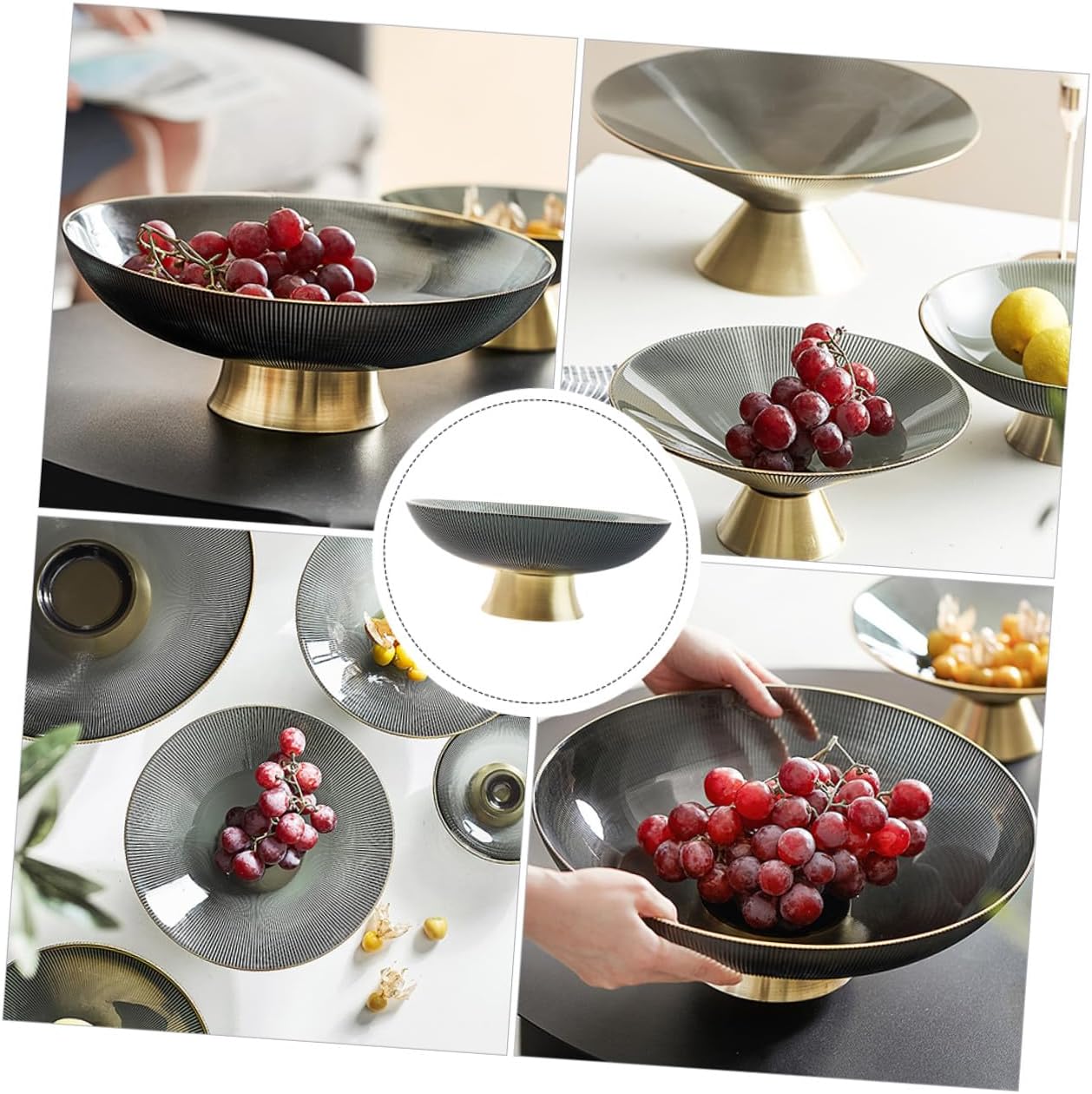 Tall Glass Fruit Bowl Pedestal Tray for Household Coffee Table Decorative Snack Plate, Glass Fruit Tray for Living Room Dining Table Use