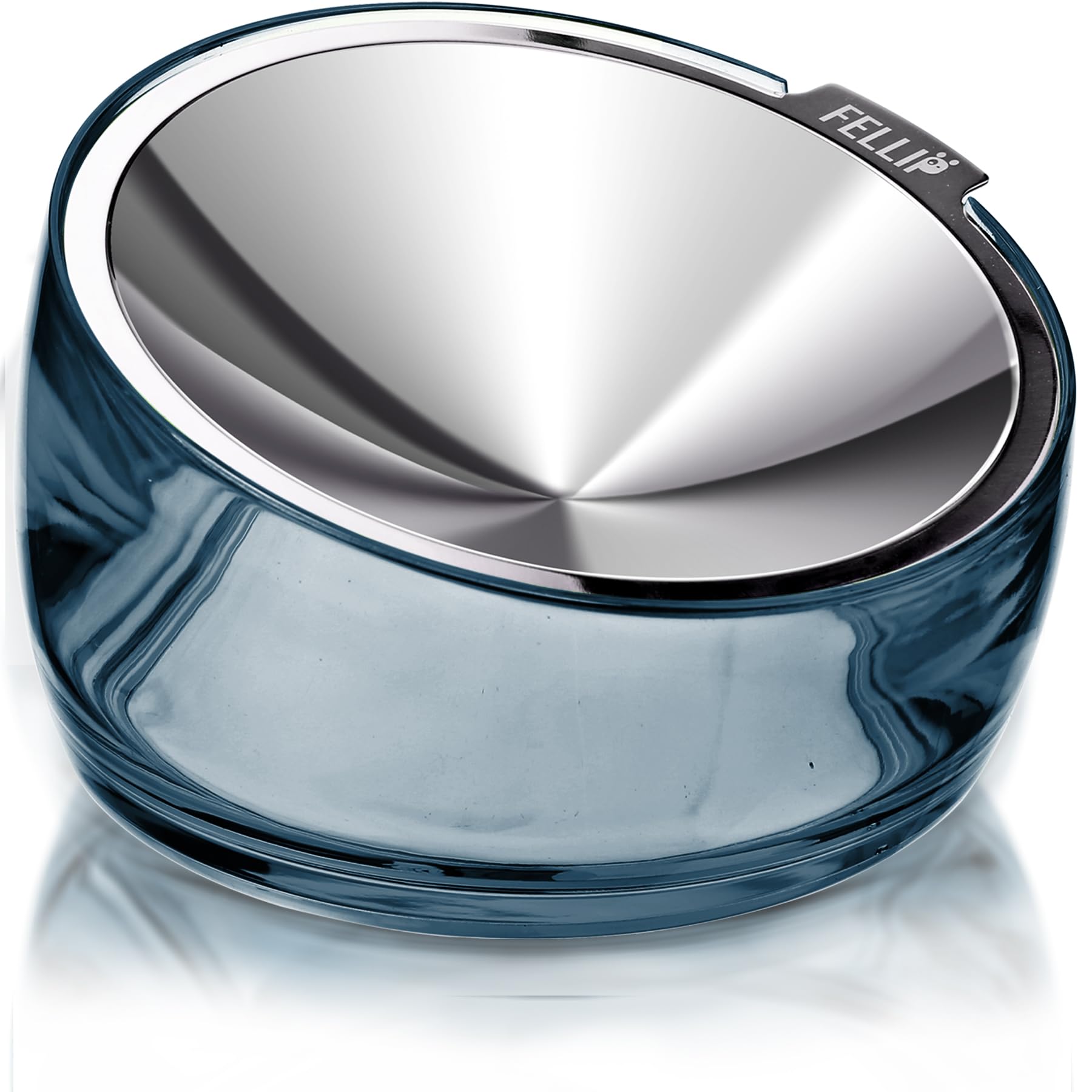 Felli Oblik Elevated Cat Food Bowls 304 Stainless Steel Removable Flat Dish for Whisker Fatigue & Dishwasher Easy Clean, Raised Tilted Stand Non Slip + Wide Metal Plate Anti Vomit (0.5Cup, Shadow)