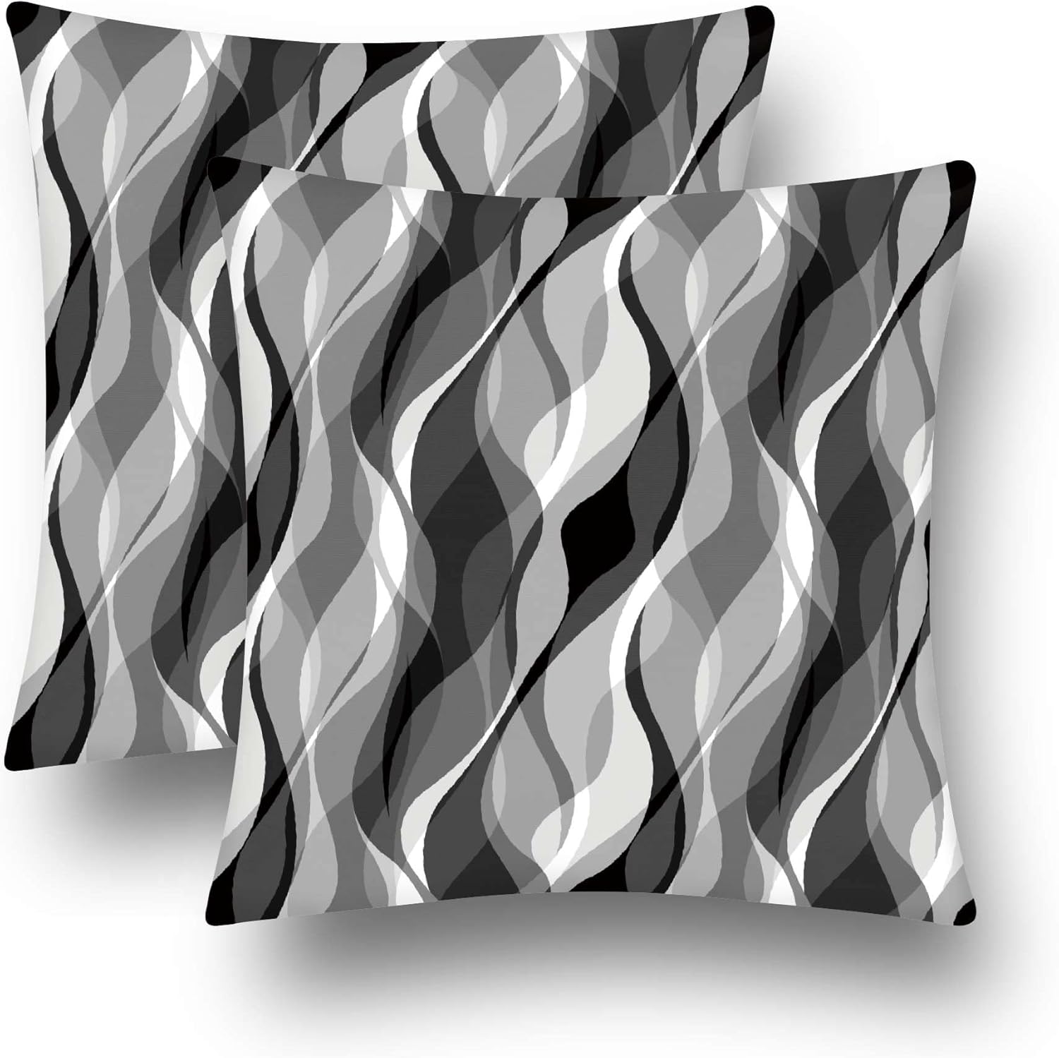 Black and White Grey Throw Pillow Covers Set of 2 Modern Geometric Lines Cushion Covers for Living Room Sofa Accent Home Decor Abstract Art Decorative Pillowcases Outdoor Pillows Covers 16"x16" Black 16" x 16" (Pack of 2)
