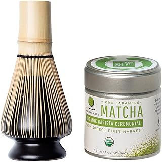 Dr. Weil Matcha Kari Mini Matcha Tea Set - Black- Ceremonial Organic Matcha with Whisk & Holder