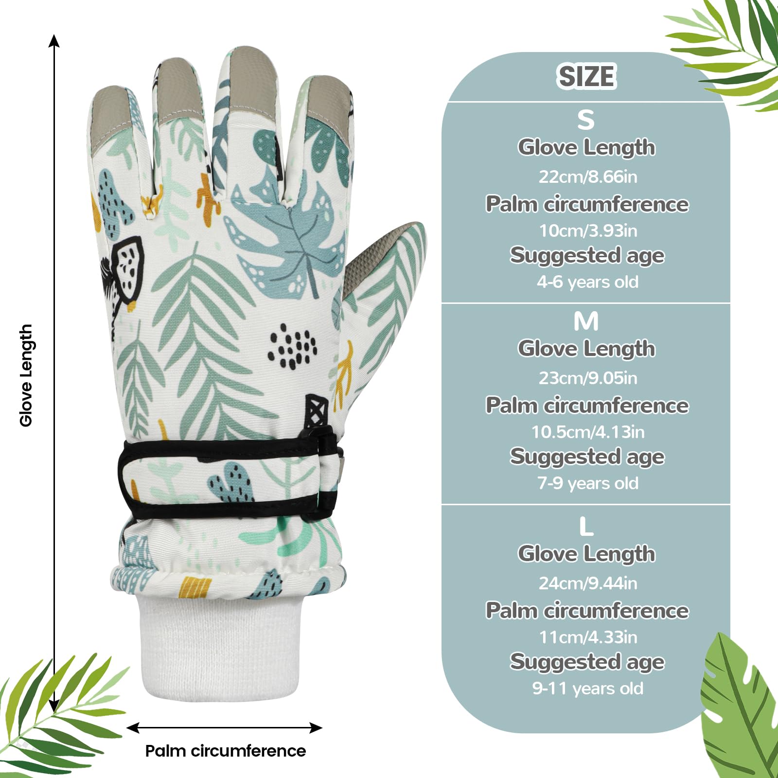 QKURT Guantes de Esquí para Niños, Guantes de Esquí Térmicos de Invierno para Niños, Manoplas a Prueba de Viento para Nieve, Guantes de Trineo para Patinaje en Clima frío para Niños y Niñas
