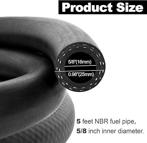 Miniatura 30 de Manguera de línea de combustible de 10 pies, diámetro interior de 3/16 pulgadas de diámetro interior, manguera de goma trenzada NBR para motores