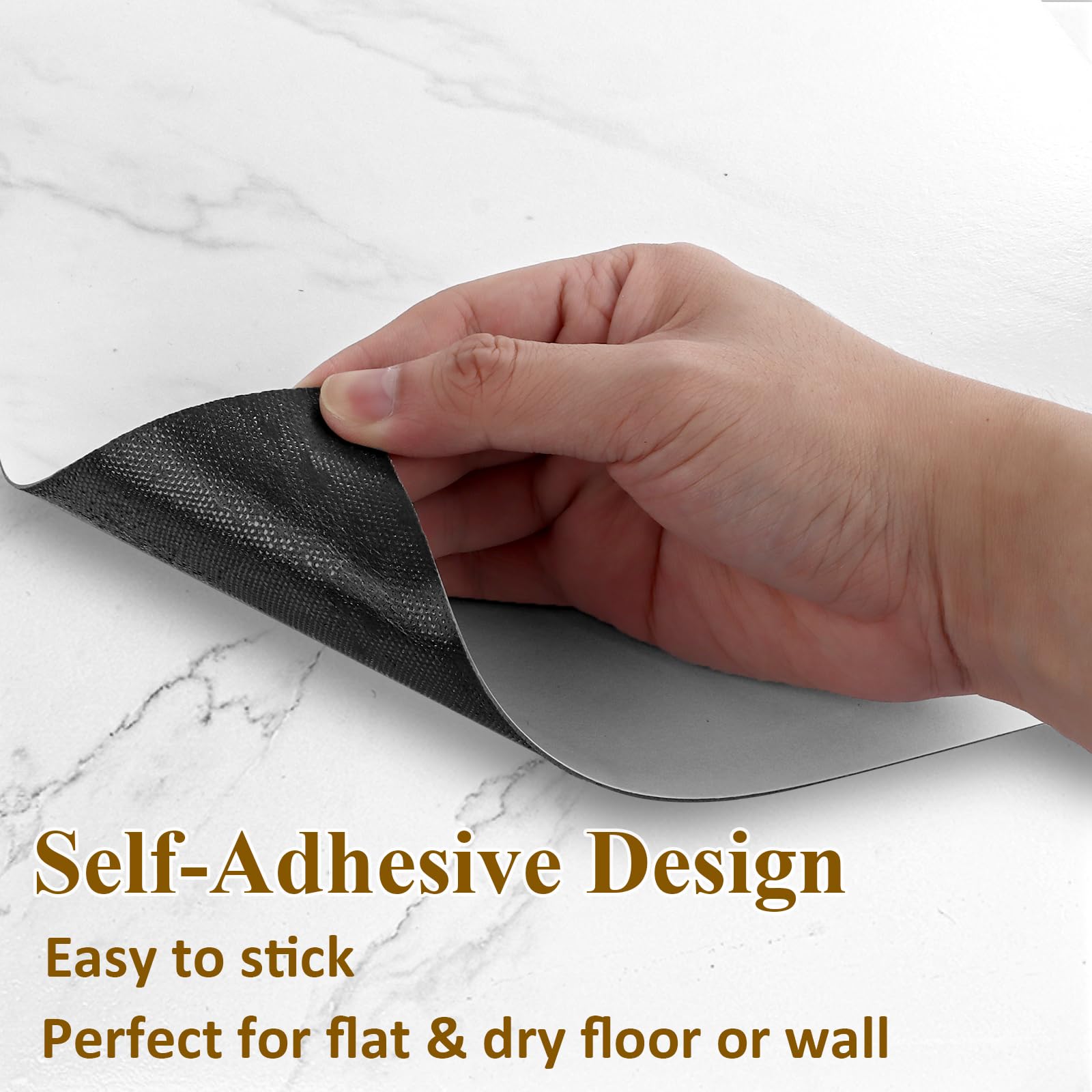 CYEER 40 rivestimenti per pavimenti in PVC, autoadesivi, 30 x 30 cm, in vinile, effetto marmo, bianco, impermeabili, per bagno, cucina e corridoio, set di ristrutturazione fai da te per circa 3,6 m²