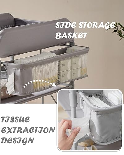 Miniatura 4 de BEKA Cambiador portátil, cambiador plegable para bebé, cambiador para bebés con almohadilla impermeable para cambiador de pañales, estación de