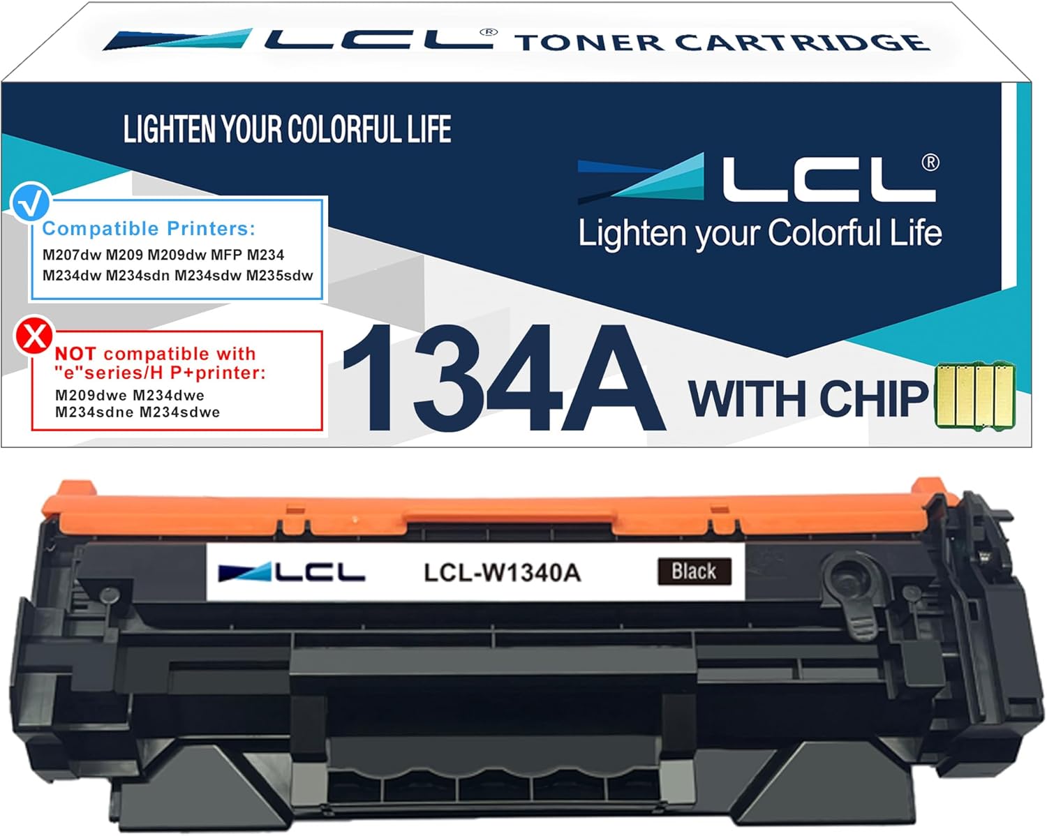 LCL 134A W1340A Black Toner Cartridge with Chip Replacement for HP 134A 134X W1340A W1340X Toner Cartridge for HP LaserJet M207dw M209 M209dw MFP M234 M234dw M234sdn M234sdw M235sdw (1-Pack )