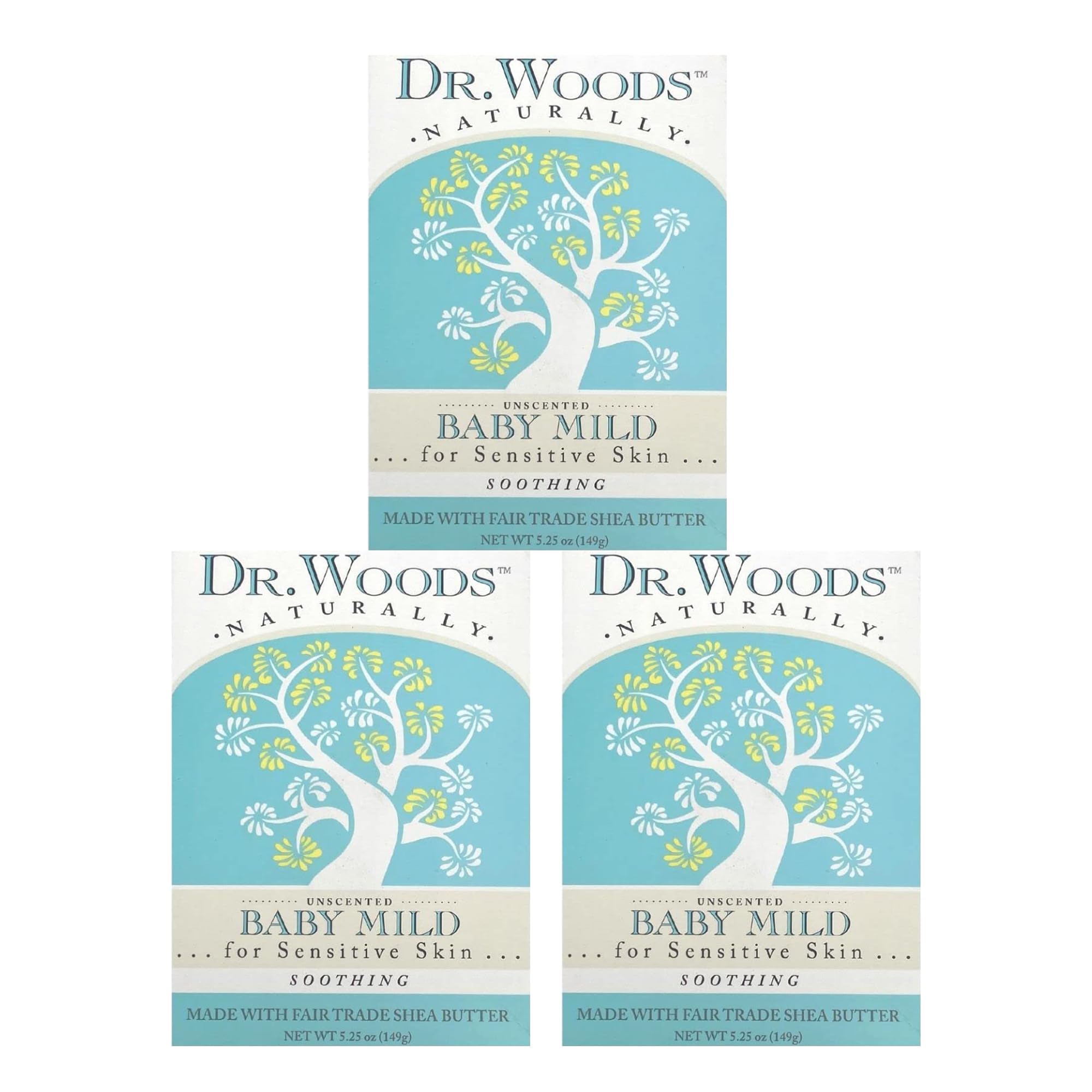 Dr. Woods Unscented Baby Mild Bar Soap with Organic Shea Butter - Made with Natural Oils, Fragrance Free Castile Bar Soap for Sensitive Skin - 5.25 Oz