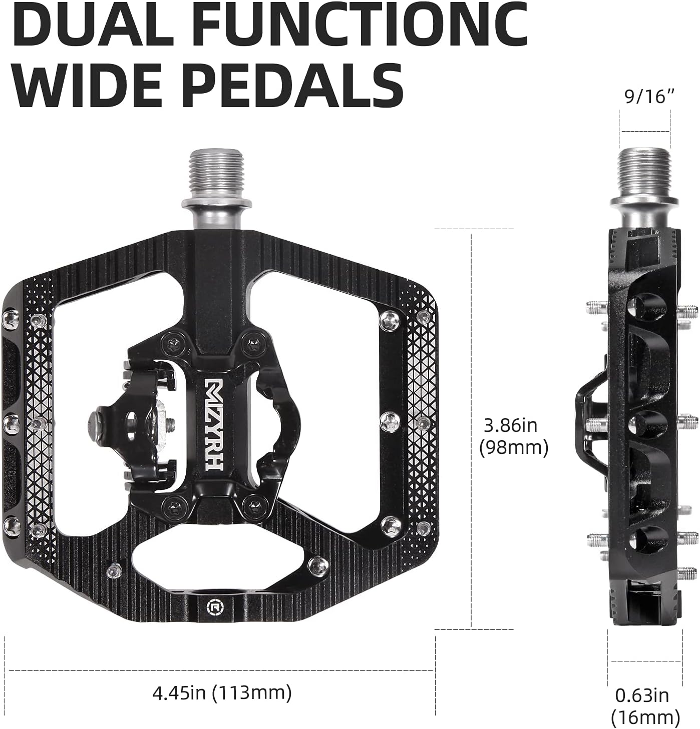 Buy MZYRH MTB Mountain Bike Pedals 3 Bearing Flat Platform 