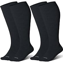 LEVSOX Cotton Plus Size Compression Socks for Women & Men Wide Calf 2 Pairs