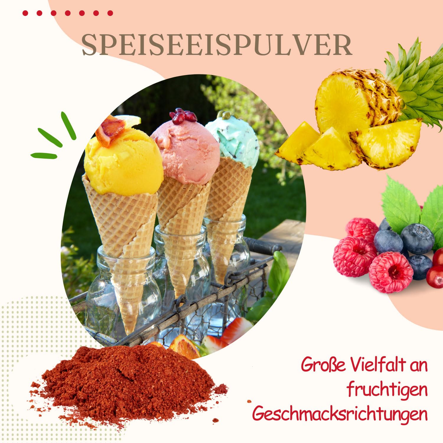Gino Gelati Erdbeere fruchtiges Eis Speiseeis Pulver 10 Kg, verschiedene Geschmackssorten, schnelle und einfache Zubereitung, für Gastronomie und private Küche, Made in Germany