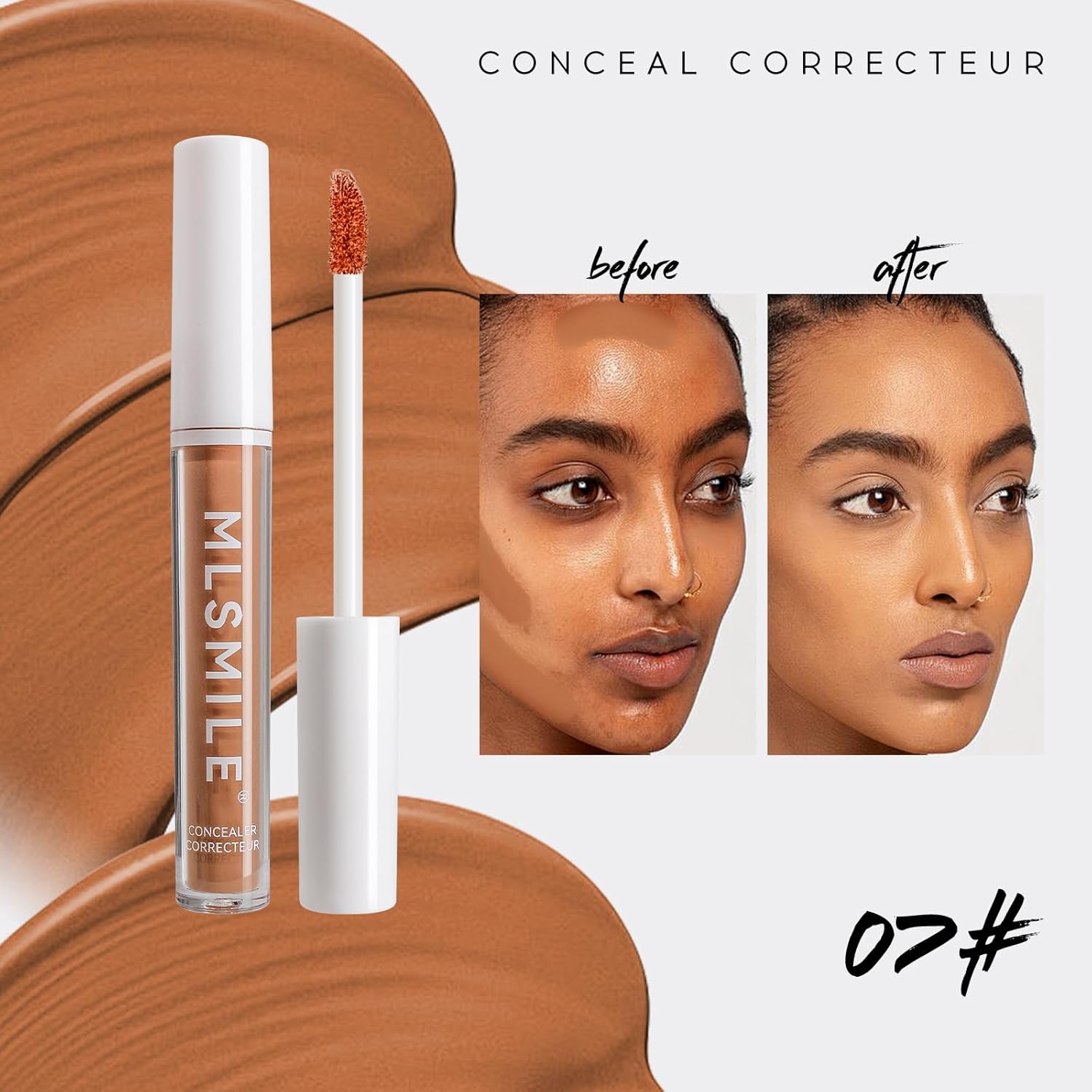 Color Liquid Conceal Contour Foundation, Waterproof 8 Colors Cream Lightweight Color Correcting Concealer Makeup for Concealing Blemishes,Brighten Dark Circles,Improves Uneven Skin Tone, 07 Color Liquid Conceal Contour Foundation, Waterproof 8 Colors Cream Lightweight Color Correcting Concealer Makeup for Concealing Blemishes,Brighten Dark Circles,Improves Uneven Skin Tone, 07