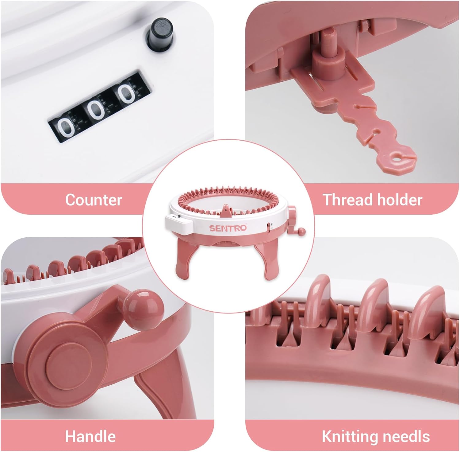 SENTRO Knitting Machine, Knitting Machine 48 Needles with Row Counter, Double Knitting Looms & Boards Kits, Smart Weaving Loom Knitting for Adults (with Wool)