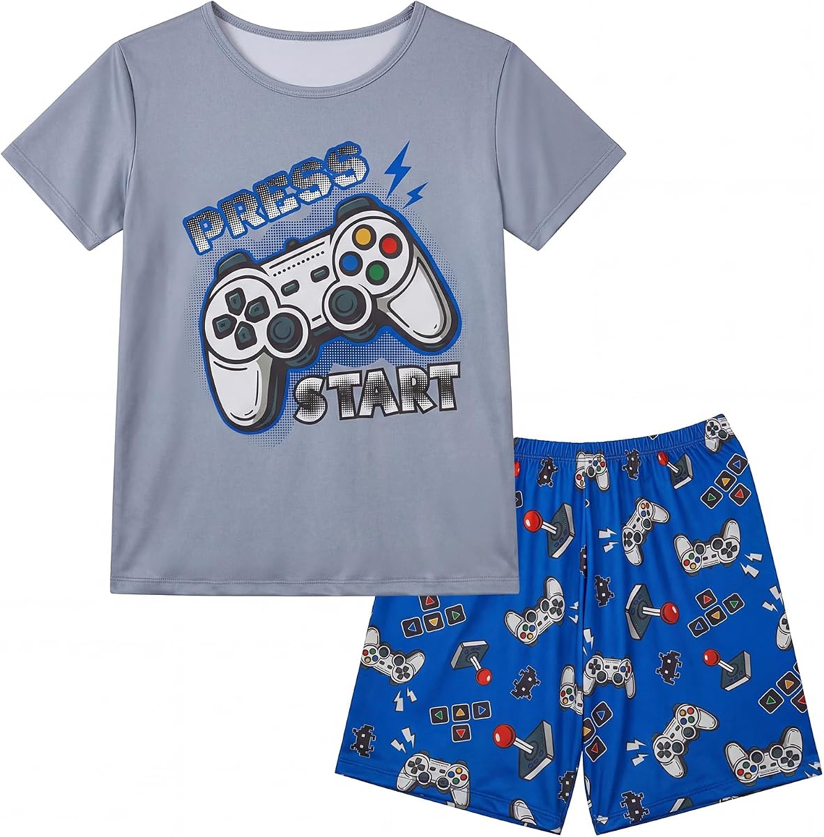 MHJY Boys Pajama Set 2-Piece Short Sleeve Summer Sleepwear for Kids