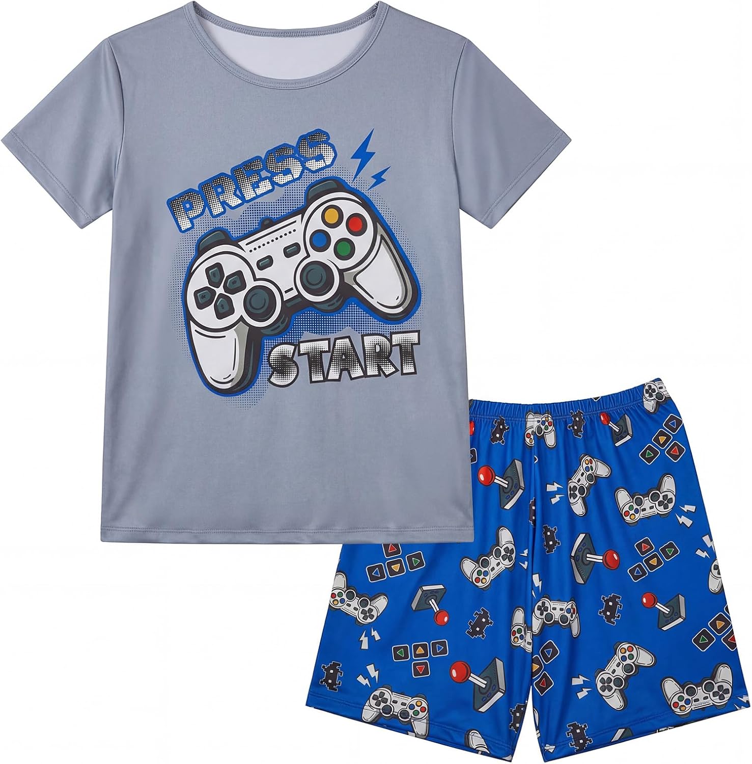 MHJY Boys Pajamas Short Sleeve Pajamas for Boys 2-Piece Cool Summer Shirt & Shorts Kids Sleepwear