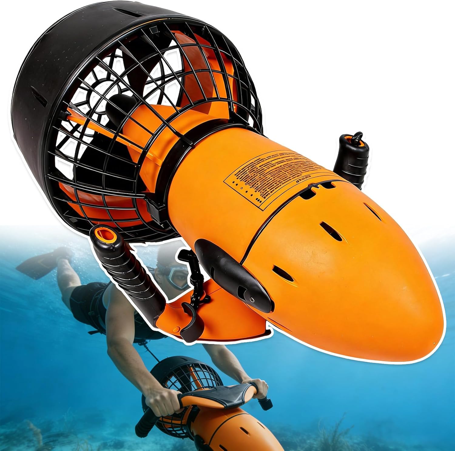 Underwater Thruster/Sea Scooter with 500w Brushless Motor, Swimming Booster with 3.7mph Dual Speed Water Propulsion, 40-70 Mins Runtime, for Scuba Diving & Snorkeling Adventures 300w