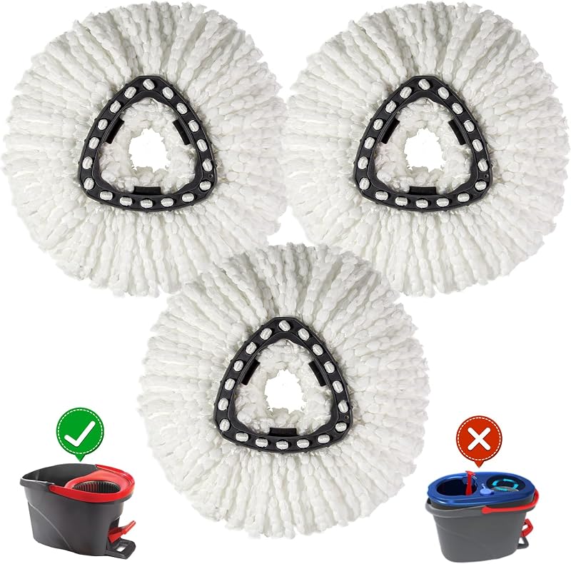 [3 Pack] Mop Replace Heads, Mop Refill Heads Replacements Compatible with O Cedar Spin Mop 1-Tank System- Easy to Replace, Microfiber, Machine Washable