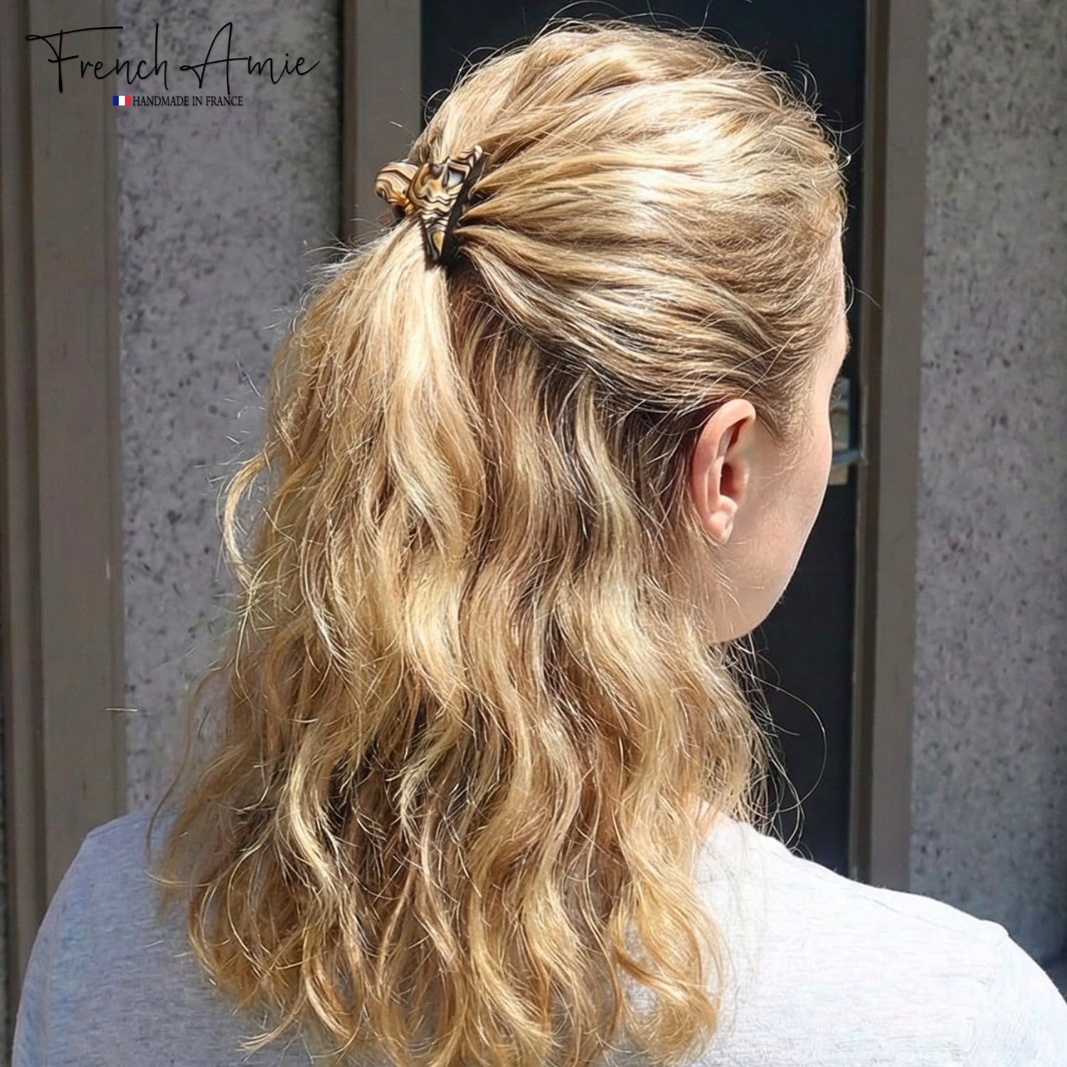 French Amie Skinny Onyx Silver Grey Handmade Celluloid Small Jaw Hair Claw Clip Clamp Clutcher with Inner Teeth - Image 7