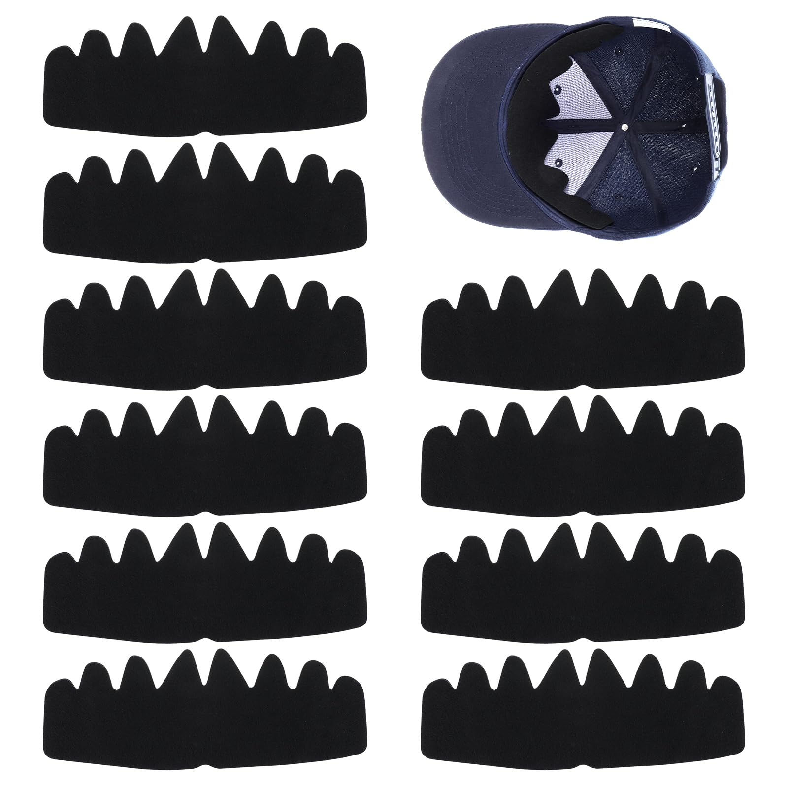 10 Pcs Hat Liners Sweat Protection, Hat Shaper Insert, Felt Hats Inserts to make fit smaller, Flexible Washable Reusable Cap Sweat Liner, Cap Insert