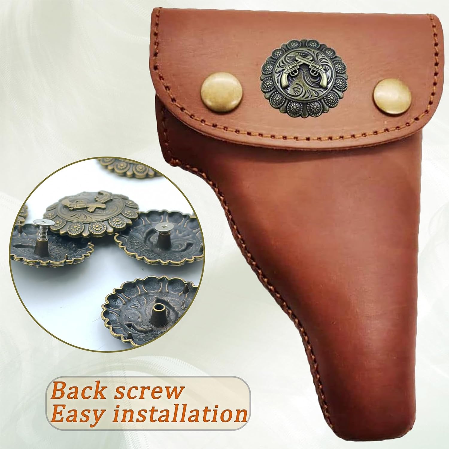 Mingchen Retro Gun Texture Decorative Buckle, Saddle Conchos, Leather Decorative Conchos Buttons for Diy Manual Hardware Accessories, 10 Pcs