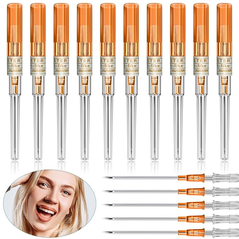 Agulhas ocas para piercing com cateter CINRA, aço inoxidável 316L, 10 unidades, calibres 14G, 16G, 18G, 20G e 22G