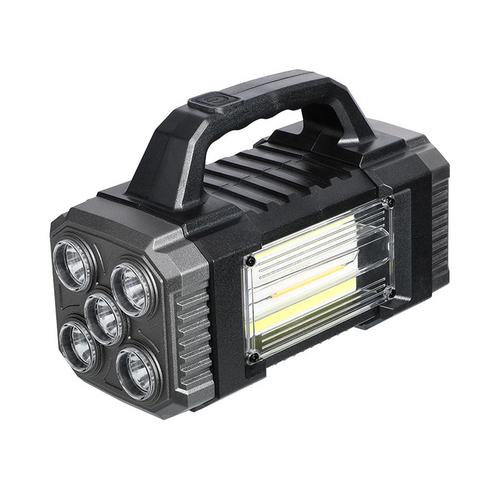 Multifunctional Solar Handheld Searchlight Highly Power Rechargeable LED Flashlight Outdoor Camping Torches Work Lamp Multifunctional Outdoor Searchlight Solar Powered Rechargeable with Work Lamp