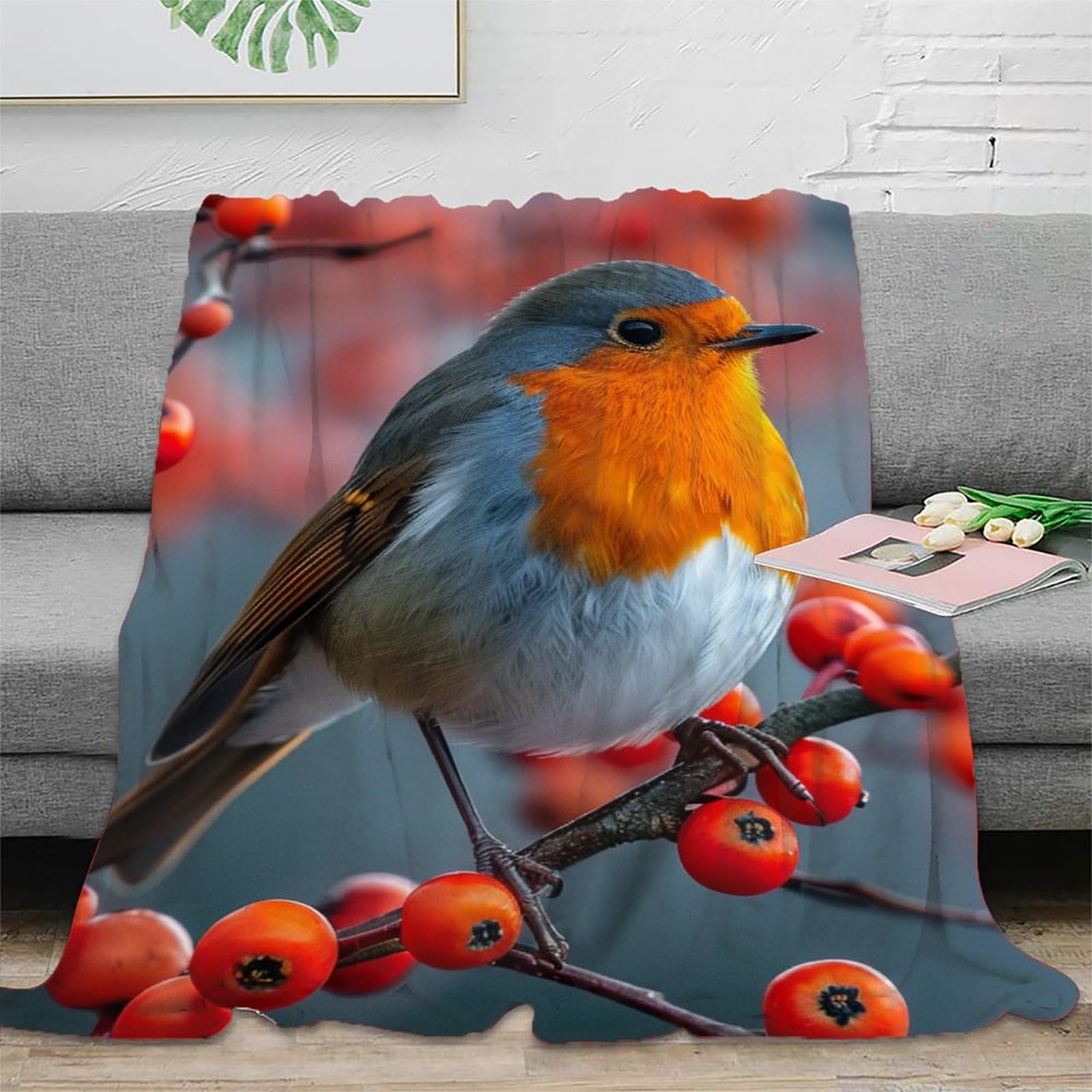 DHBANEIOK Robin Theme Blanket Stylishbed Blanket 3D Printed Bedding Decorative Soft Warm Microfiber for Bed Couch Blanket 40x50inch(100x130cm)