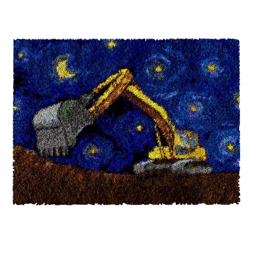 Myriad Choices Latch Hook Kits, DIY Latch Hook Rug Kit, Cross Stitch Rug Making Kit, Carpet Making Crochet Kits Embroidery Kits Needlework Crafts for Home Decor, 50X38CM, Digger Under The Stars โ image 1