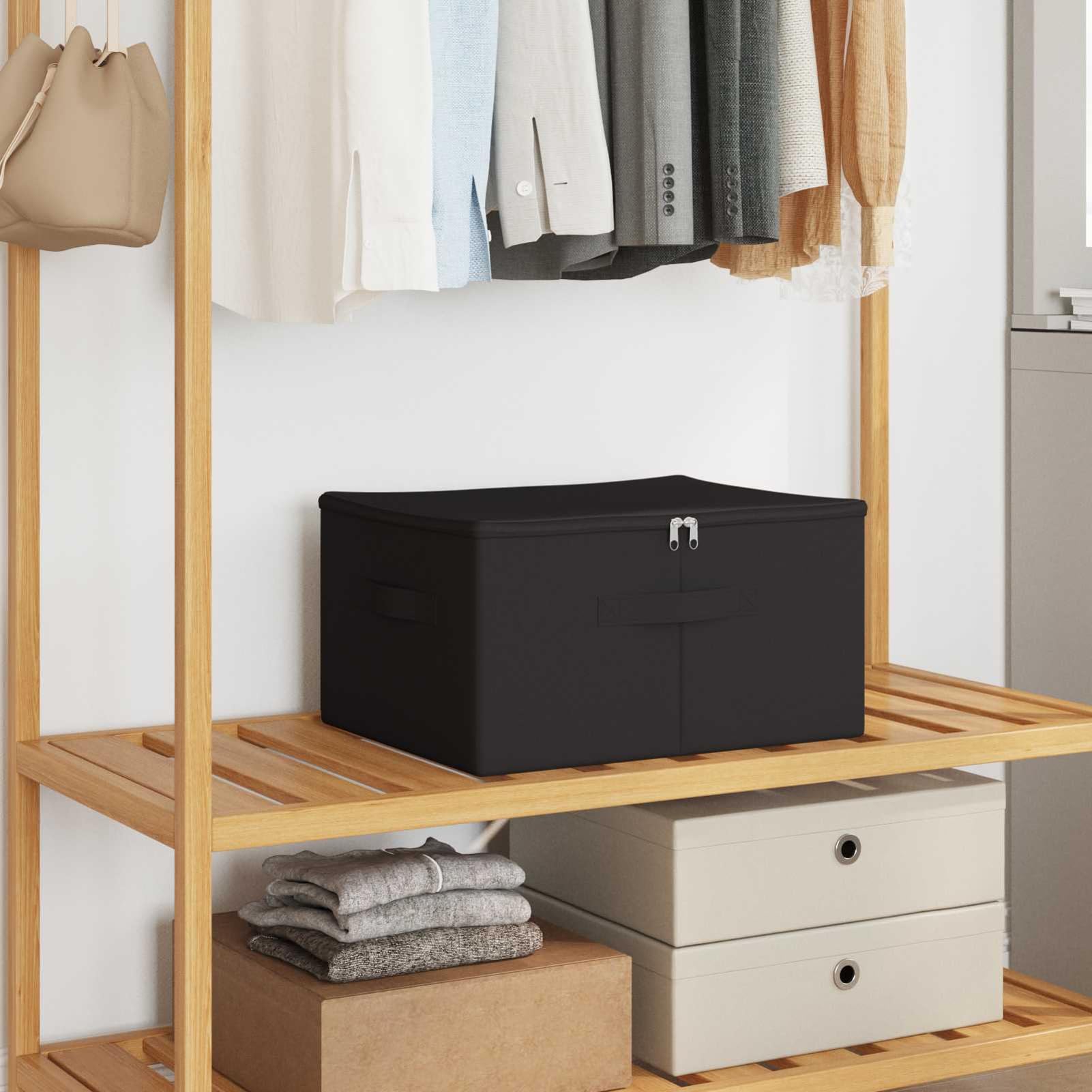 Gecheer Aufbewahrungsbox 24 pcs Anthrazit 43 x 34 x 23 cm Vliesstoff, Unterbett Faltbare Kleiderbox mit Reißverschluss & Deckel für Kleiderschrank Bettkasten42024579