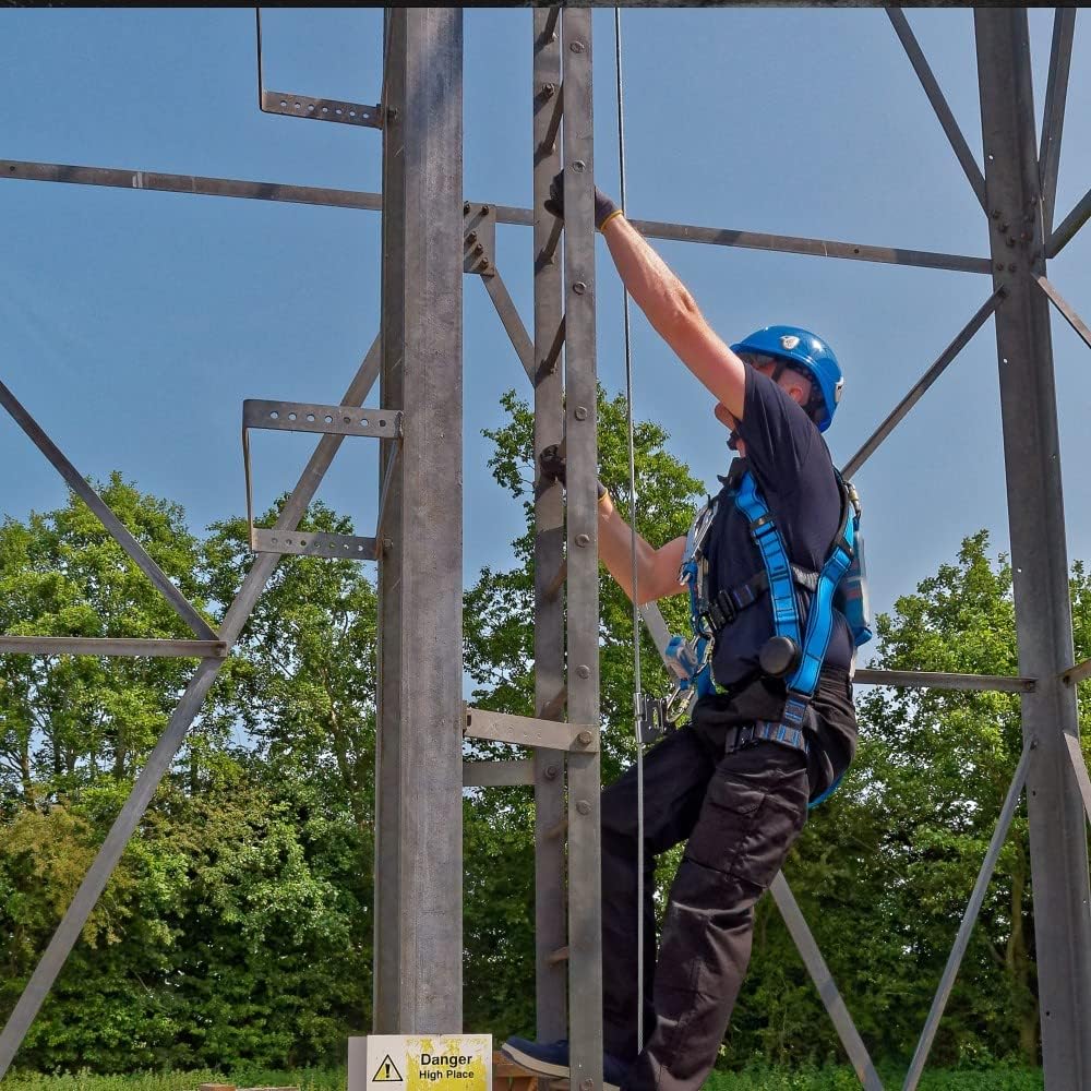 Tractel Safety Harness Construction | Comfortable And Adjustable Positioning Industrial Fall Arrest Full Body Harness | OSHA ANSI CSA Approved | TracX EBD95/X | Blue/Black | Medium