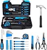 39 Pieces Basic Home Tool Set Household Tool Set General Repair Small Hand Tool Kit Tool Box Storage Case for Home Garage, Office, College Dorm, Blue