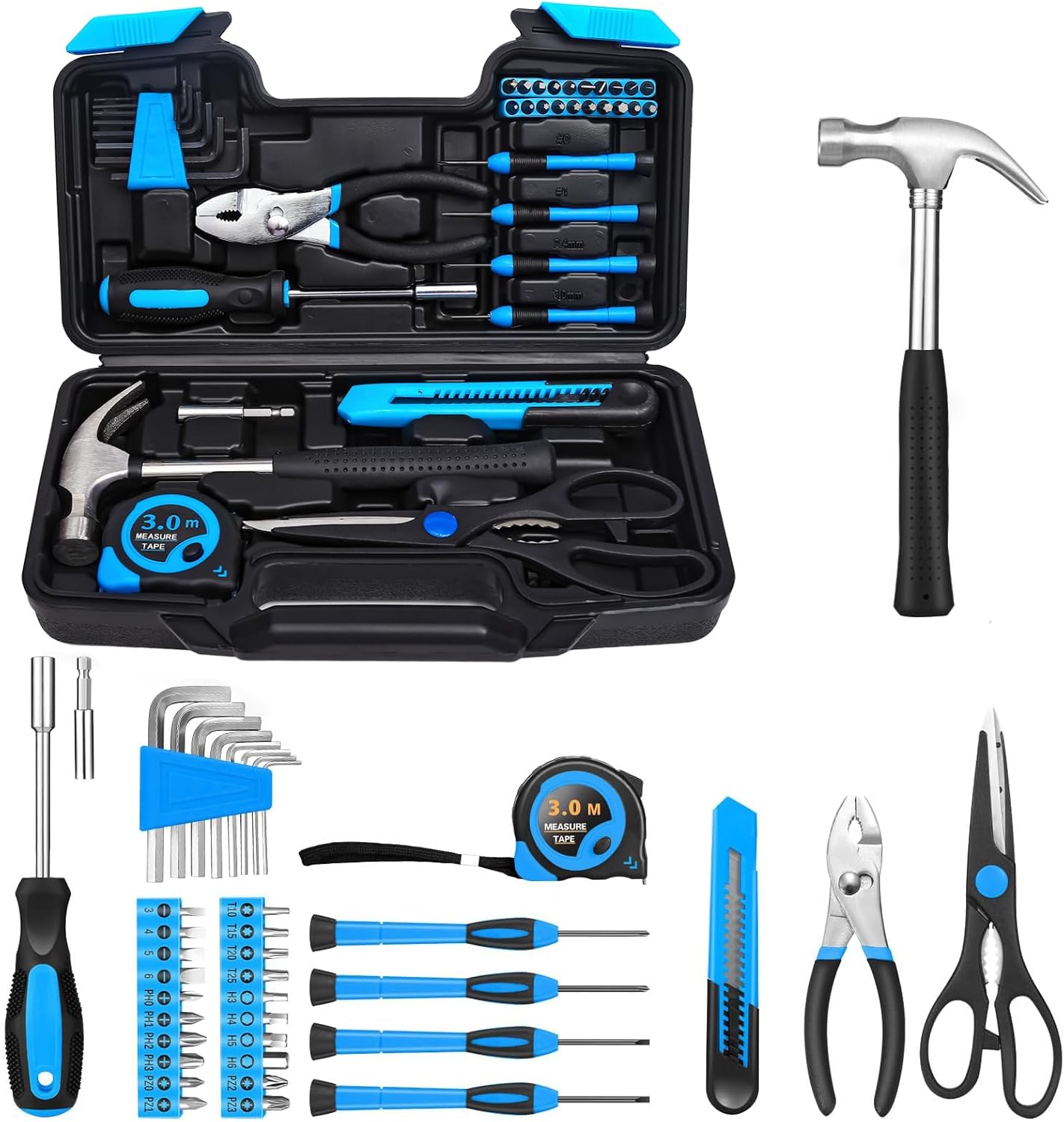 Kit de Herramientas Manuales Básico de 39 Piezas con Estuche Azul