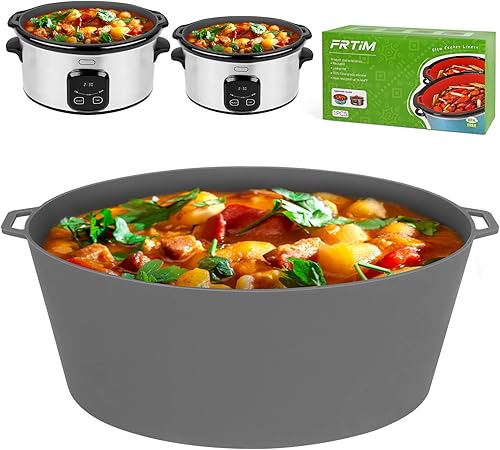 FRTIM - Revestimientos de silicona para olla de cocción lenta, reutilizables, para ollas de cocción lenta, ovaladas de 7 a 8 cuartos de galón, a
