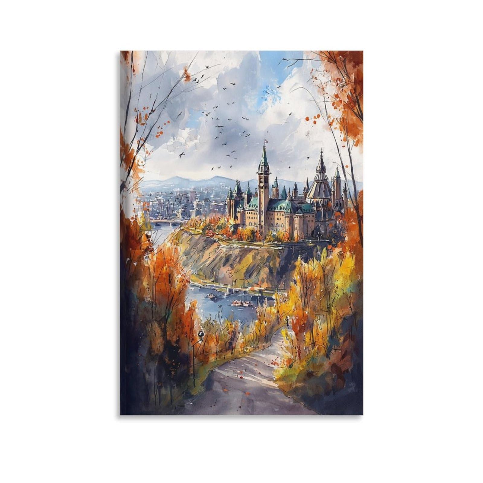 LCYNNH Ottawa Painting 24x36inch(60x90cm) Vintage Travel Poster Watercolor Canvas Art