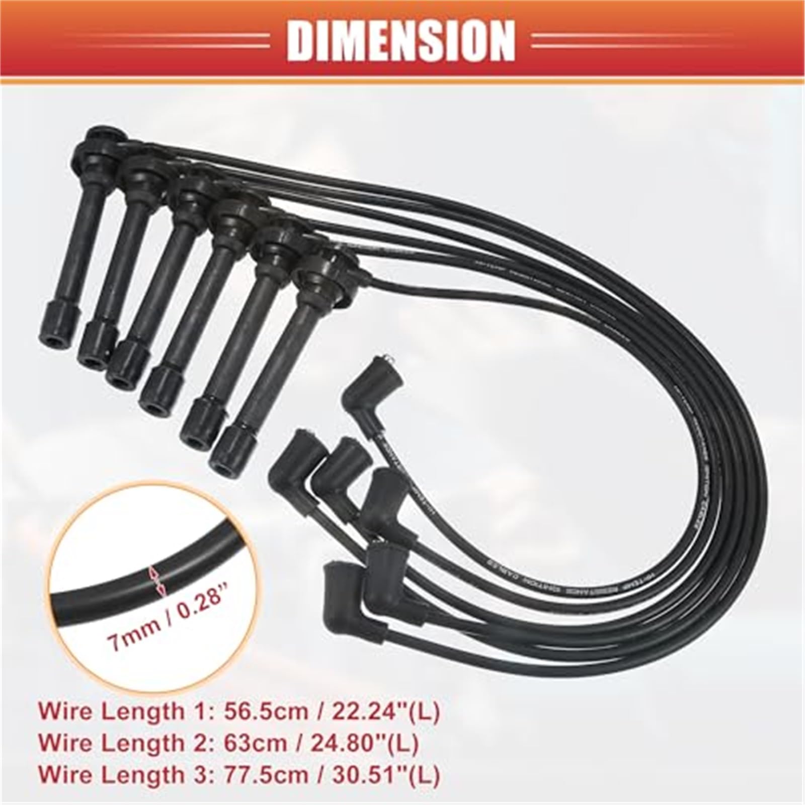 Przewody cewek zapłonowych do świec zapłonowych, kabel 7 mm, do Mitsubishi, Montero Sport Montero 3.5L 3.0L 1997-2008 nr MD338249 Opakowanie 6 szt. Przewód zapłonowy do samochodów