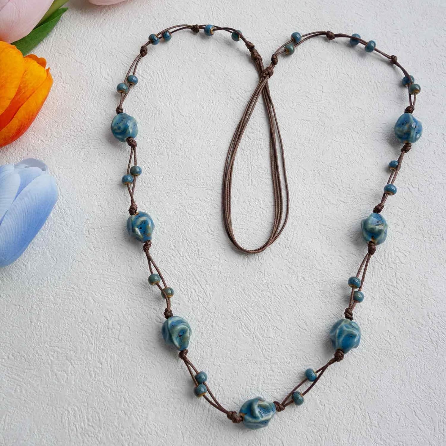 Bohemian Long Beaded Necklace for women, Colorful Hippie Long Layered Necklace, Handmade Boho Jewelry Gift for Mom - Image 7