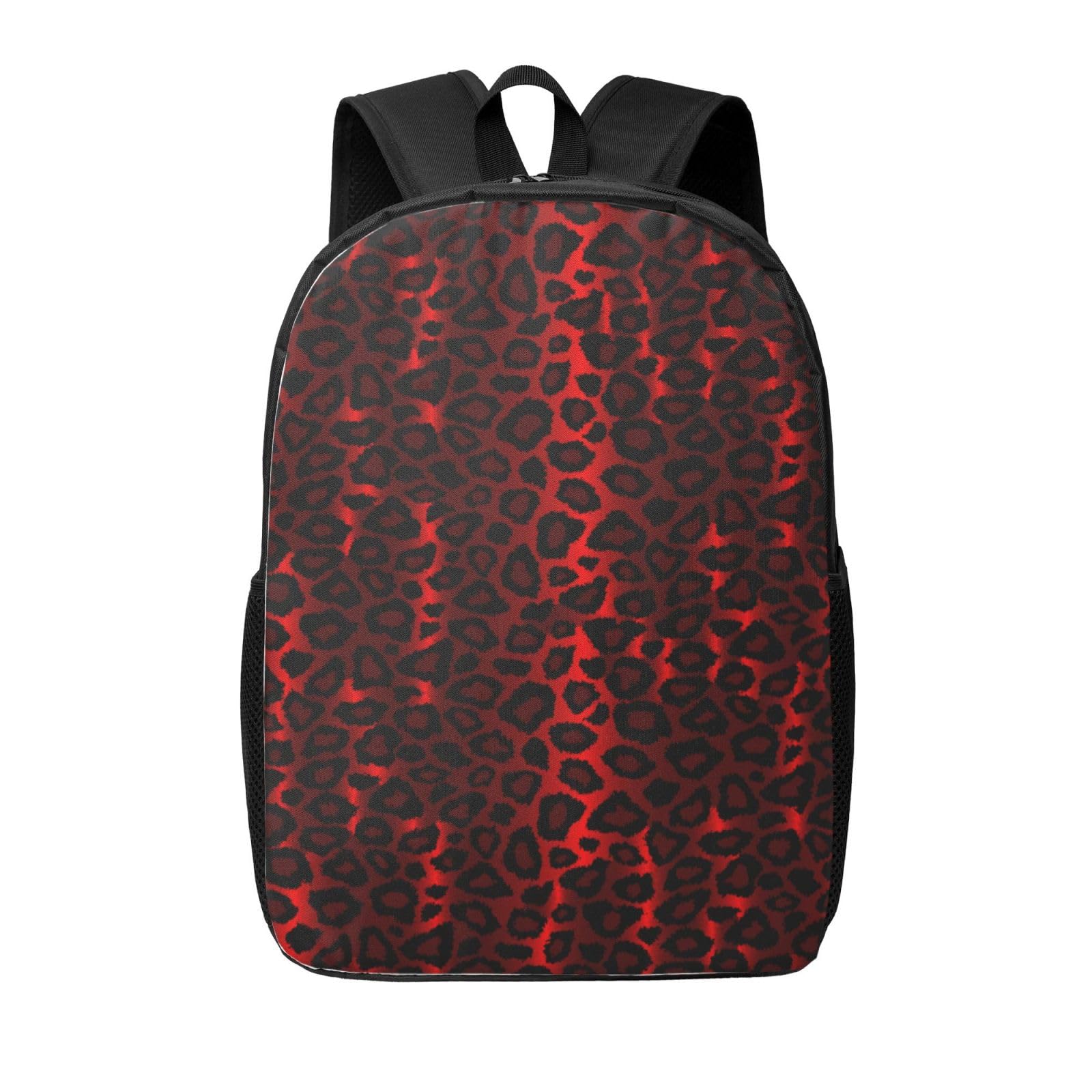 HCMuxisen Estampado animal de leopardo rojo oscuro, Mochila para estudiantes de 17 pulgadas Mochila clásica Mochila escolar resistente al agua Mochila informal