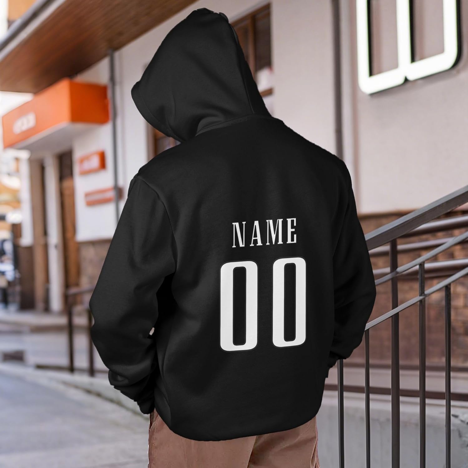 Custom Football Hoodies, Ship Next Day Printed in USA, Personalized Name & Number Black Sweatshirts - Image 3