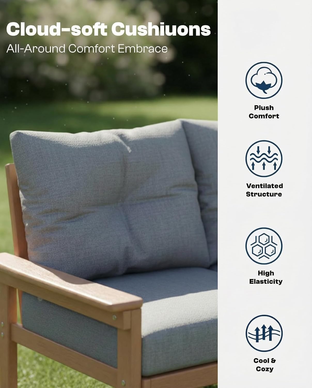 37.6 Inch HDPE Patio Coffee Table, Weather-Resistant Outdoor Coffee Table Easy Assembly for Lawn, Garden, Balcony, Deck, Backysrd (Teak)