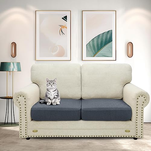 Miniatura 2 de ZNSAYOTX Fundas de cojín individuales elásticas para sofá, sofá biplaza, fundas de asiento de repuesto suave con patrón único protector de muebles