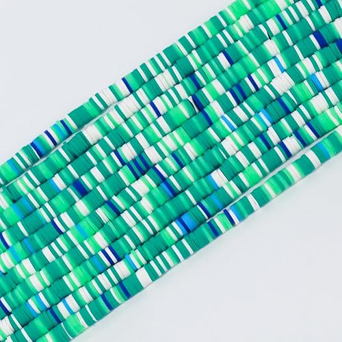 Miniatura 2 de 3600 cuentas de arcilla para hacer pulseras, 10 hebras planas redondas de arcilla polimérica de 0.236 pulgadas (0.236 in) cuentas Heishi para hacer