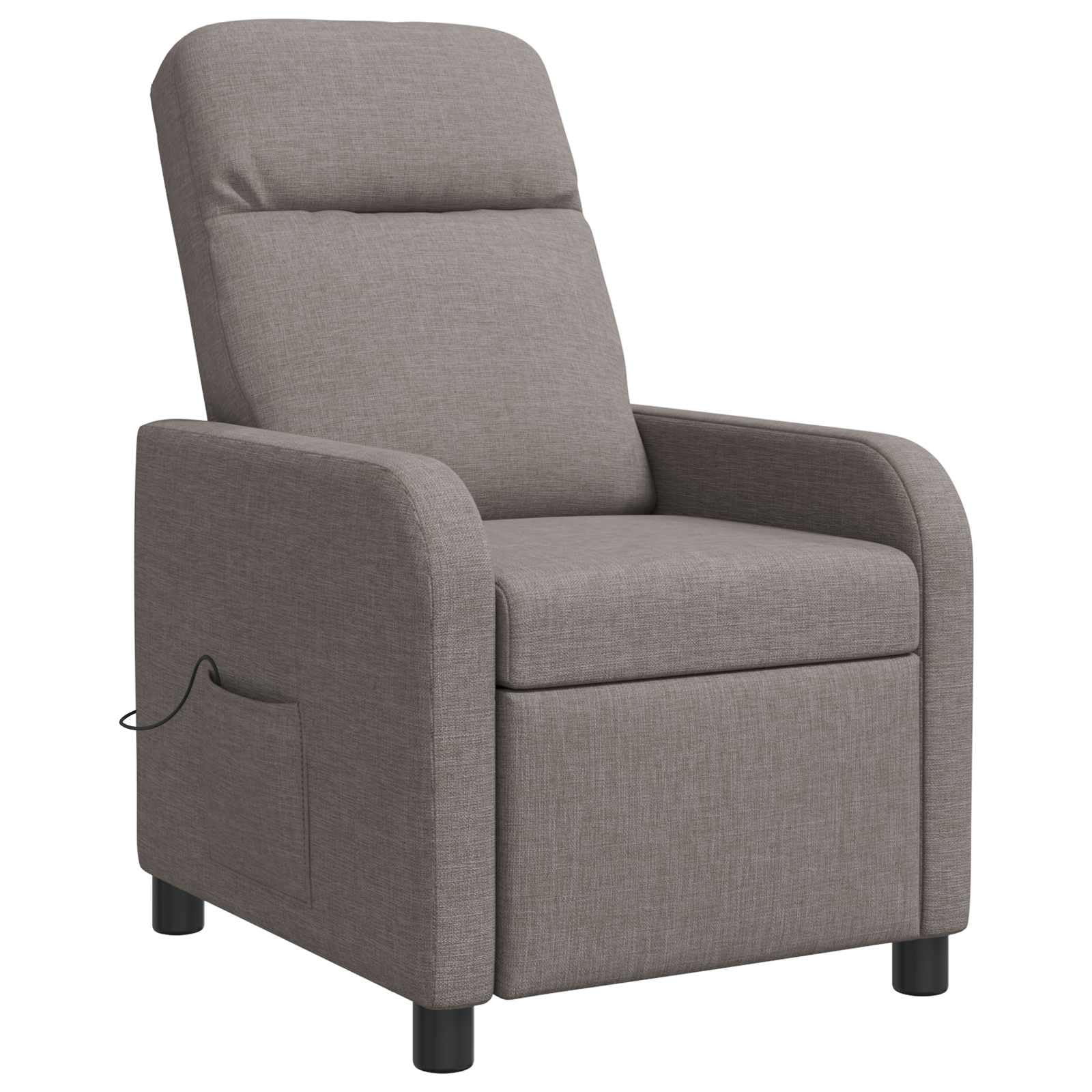 Poltrona relax massaggiante, tessuto tortora, 100% poliestere, regolabile