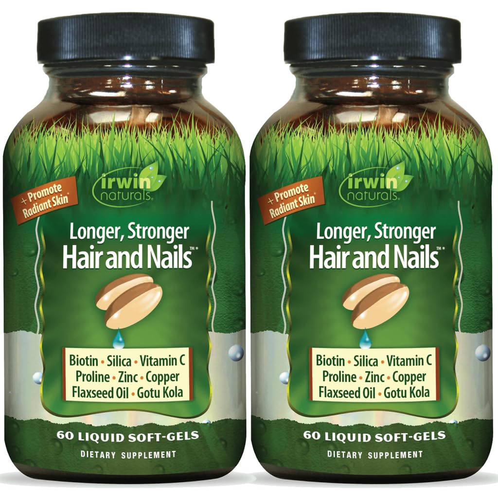 Irwin Naturals Longer, Stronger Hair & Nails Beauty 60 Softgels 2-Pack 60 Count (Pack of 2)